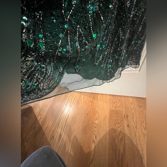 Mac Duggal Sequined Long Sleeves Dress with V Neck #5451 - Picture 11 of 16